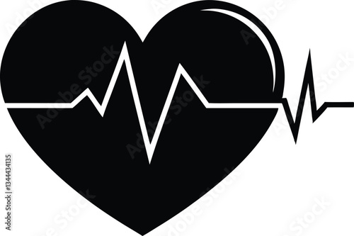 heartbeat,heart and heartbeat  black  silhouette