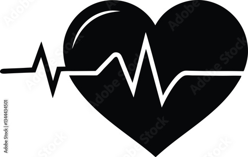 heartbeat,heart and heartbeat  black  silhouette