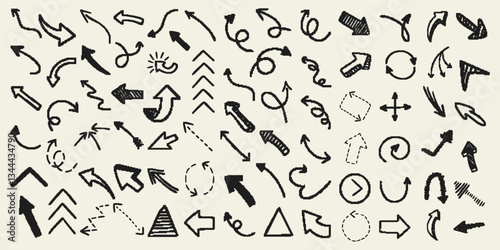 Hand Drawn Arrow. Vector Icons Set. Modern Simple Arrows. Vector Illustration EPS.