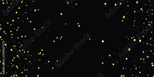 "Glamorous Golden Confetti Falling Against a Midnight Black Background: Sparkling Glitter Texture Perfect for Luxury Brochure Covers, New Year’s Eve Parties, and Wallpaper Designs"
