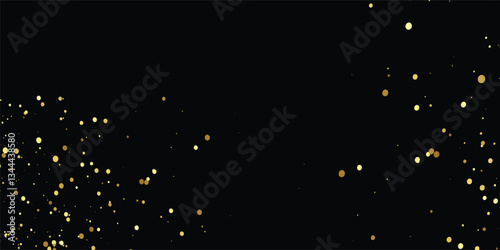 "Glittering Golden Confetti Raining Over a Black Backdrop: Elegant and Sparkling Design for New Year’s Eve Celebrations, Luxury Brochure Templates, and Elegant Cover Textures"
