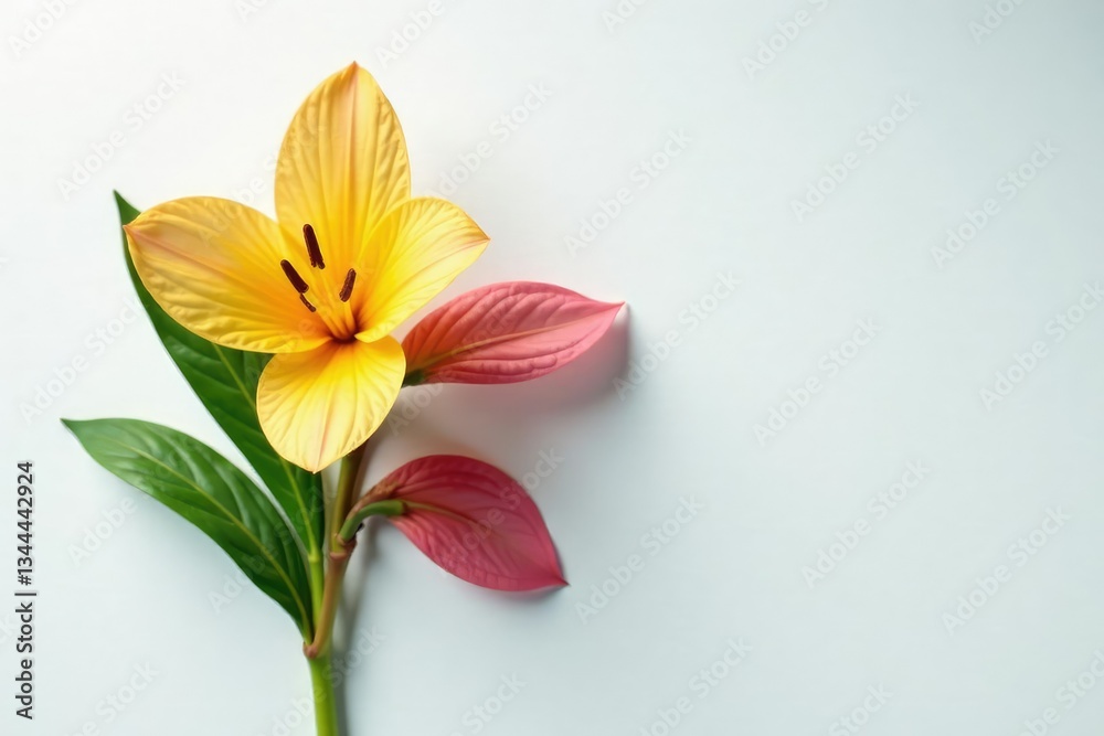 Solo botanical specimen on pristine white surface, nature, botanical Solo botanical specimen on pristine white surface, nature, botanical