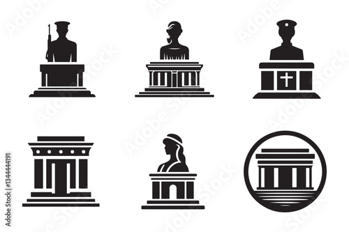 set of Soldiers Tomb silhouette vector illustration