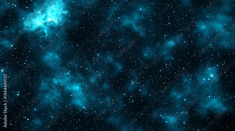 Obraz premium Teal Nebula with Many Stars as Background for Science and Astronomy Purposes
