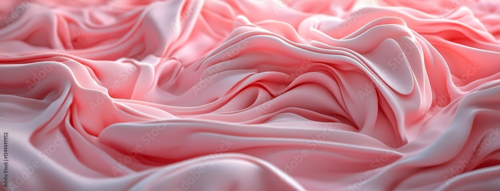 Obraz premium A colorful wavy surface texture is displayed on a background of pink cloth with ripples