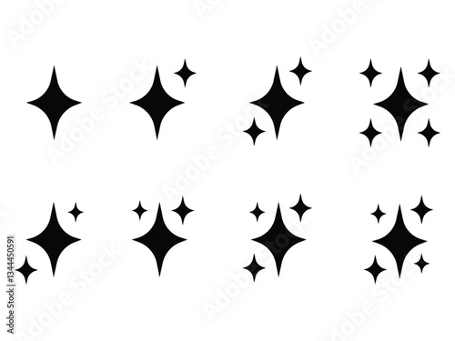 star icons social media story icons Set of different sparkling star icons Shocked star vector illustration Glittering light shocked