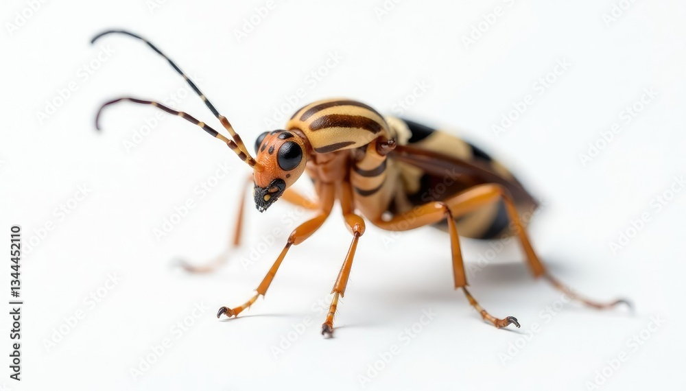 Fototapeta premium Close-up of a single insect on pure white background, red, macro