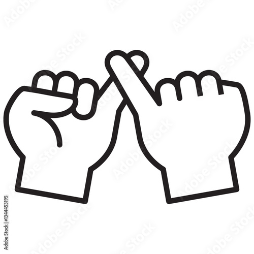 Two hands makes pinky promise icon. Two hand little finger sign. 