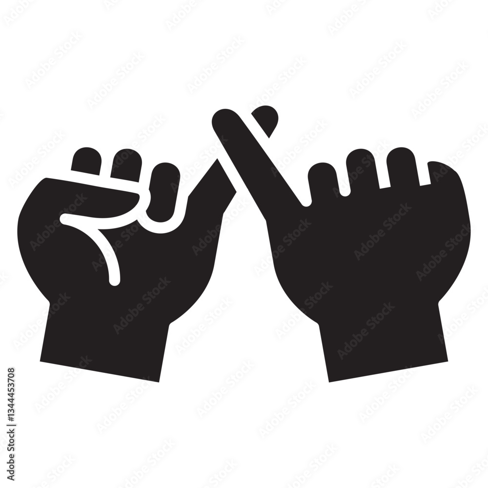 Obraz premium Two hands makes pinky promise icon. Two hand little finger sign. 