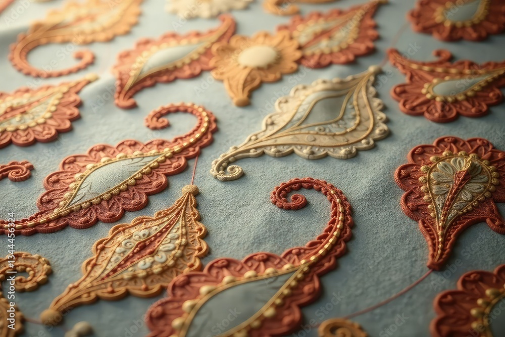 Obraz premium Subtle paisley print, muted earth tones, soft focus , art, illustration