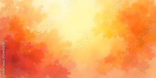 Autumnal Glow: A dreamy, watercolor-like background image showcasing the soft, radiant warmth of autumn leaves bathed in sunlight. The soft, muted tones of orange, red.