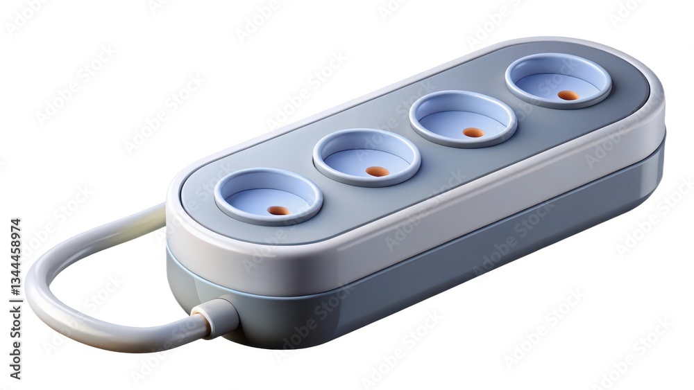 Fototapeta premium Four-Outlet Power Strip on White Background