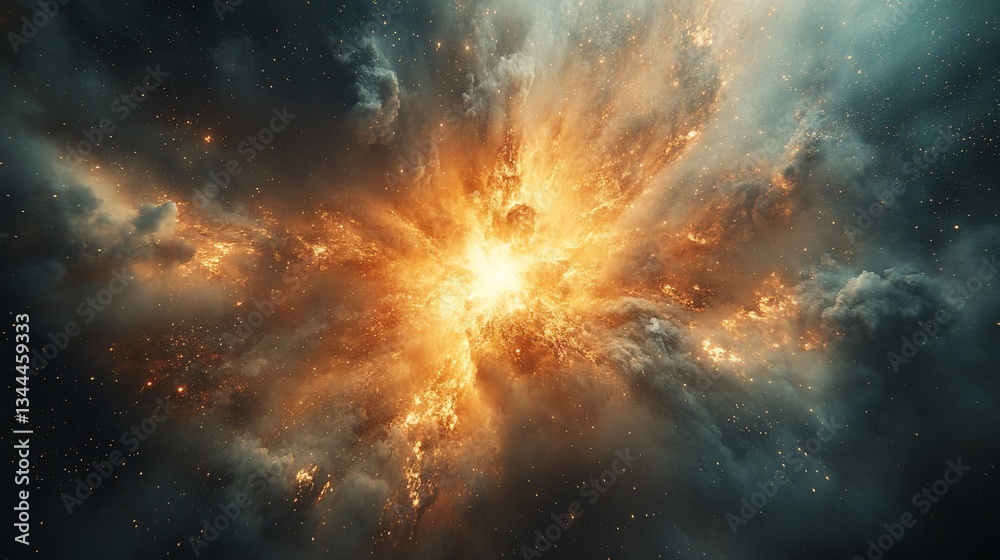 Naklejka premium Cosmic Explosion in Nebula