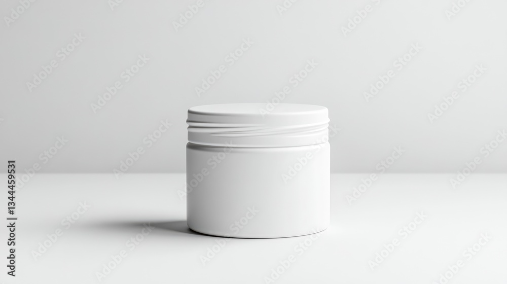 Blank cosmetic jar on a white surface