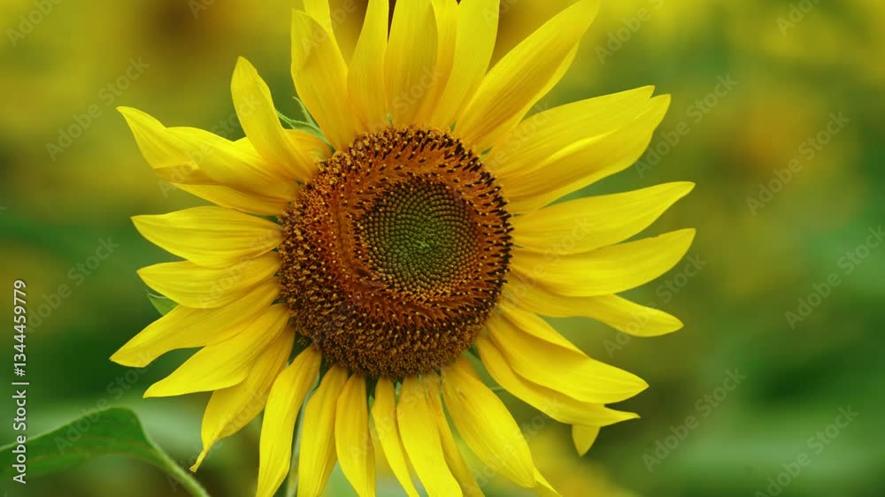 Close-Up of a Vibrant Sunflower in a Blooming Sunflower Field – Bright Yellow Flower in Sunshine. Close-Up of a Vibrant Sunflower in a Blooming Sunflower Field – Bright Yellow Flower in Sunshine.