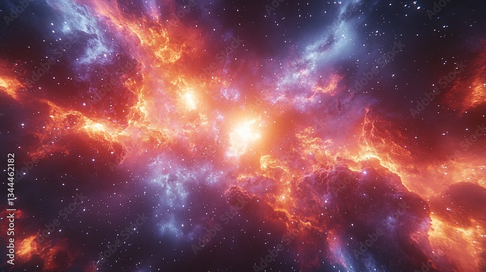Fototapeta premium Cosmic Nebulae, Fiery Colors, Deep Space