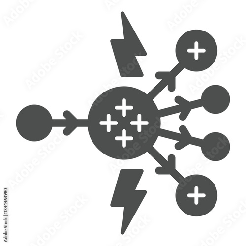 Radioactive chain atom reaction solid icon, atomic energy concept. Vector graphics. Radioactivity element sign on white background, glyph style icon for mobile or web design.