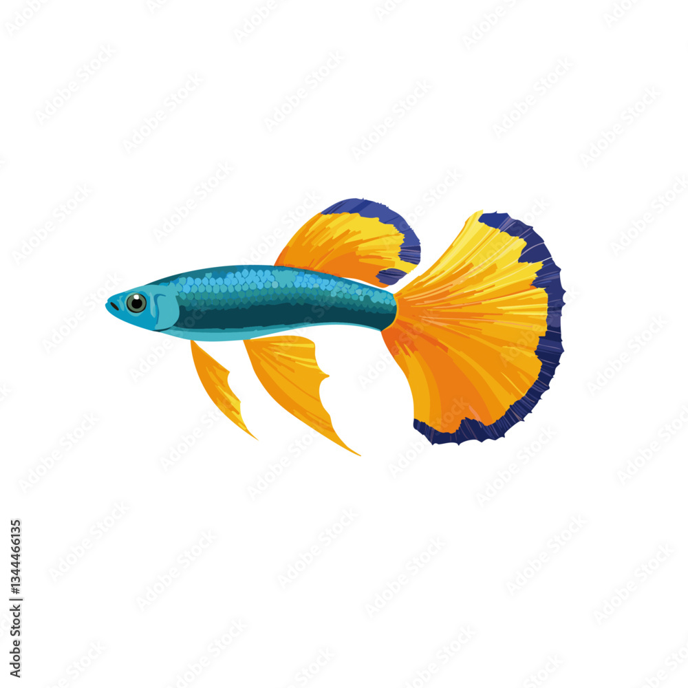 illustration of cartoon Poecilia reticulata guppy fish vector icon design