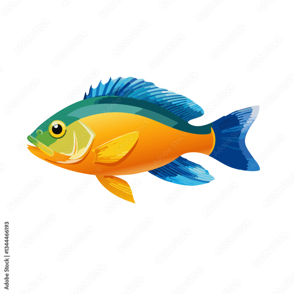 tropical cichlid fish isolated vector icon design