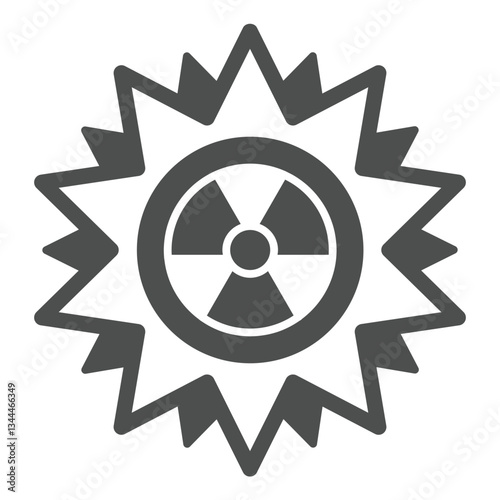 Star shape with radiation seal solid icon, atomic energy concept. Vector graphics. Radioactive explosion sign on white background, glyph style icon for mobile or web design.