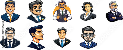 Business Character Portraits with Diverse Expressions