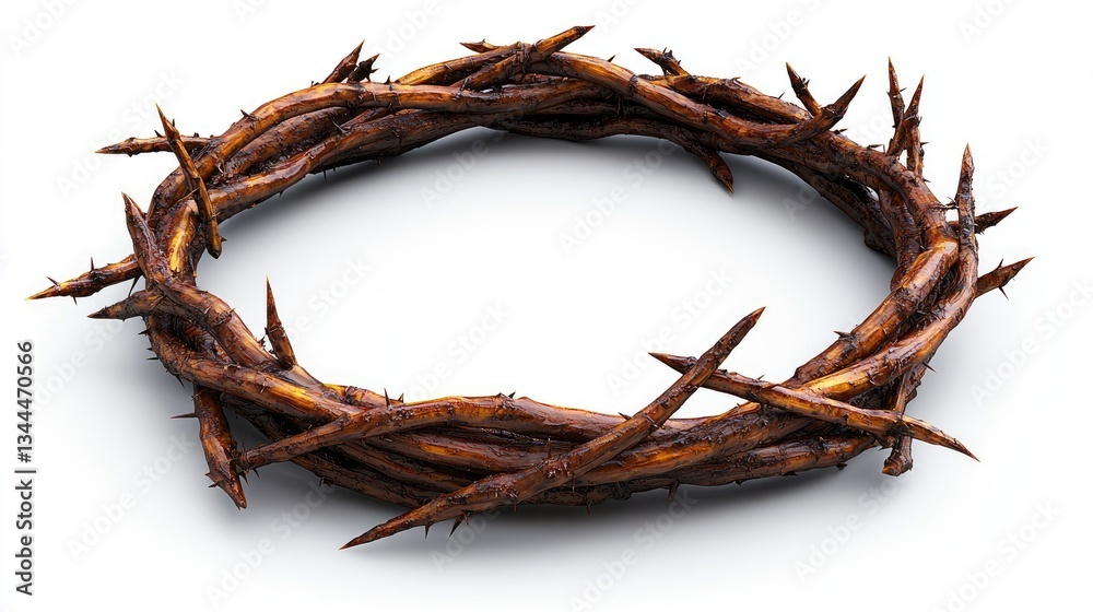 Fototapeta premium A detailed view of a thorny crown symbolizing suffering and sacrifice, set against a plain background