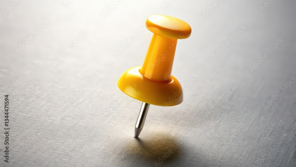 Yellow Pushpin on White Background Yellow Pushpin on White Background