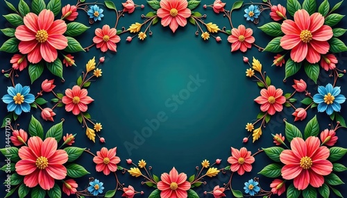 Intricate floral pattern within a hexagonal frame , modern, tulip