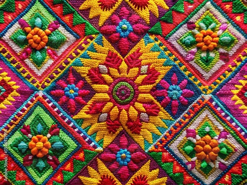 Vibrant Filipino Textile: Colorful Traditional Pattern Design