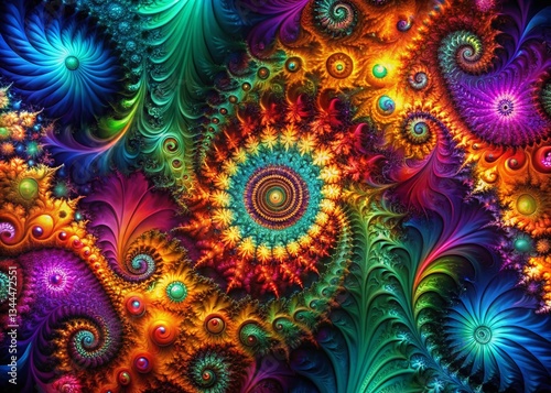 Wallpaper Mural Vibrant Fractal Art: Low Light Abstract Design, Colorful Geometric Patterns Torontodigital.ca