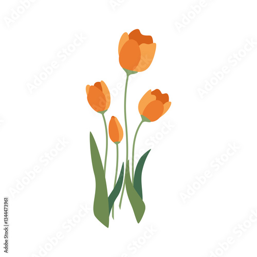 Four vibrant orange tulips in a simple floral design.