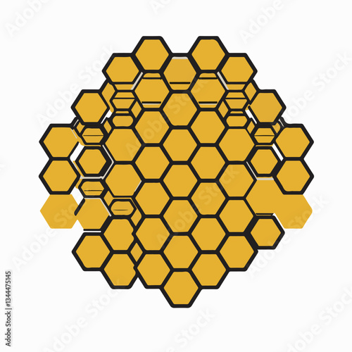 Dense golden honeycomb structure with hexagonal cells in a symmetrical repeating pattern.