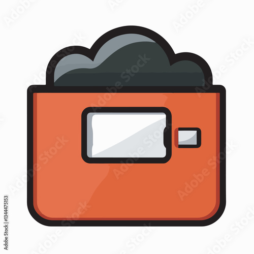 Modern external hard drive icon in red and black colors, symbolizing data storage and backup solutions.