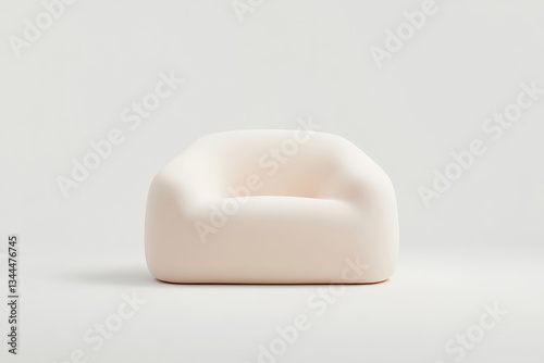 Soft, blush-toned armchair, minimalist design
