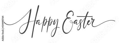 Happy easter hand lettering calligraphy isolated on white background. Vector holiday illustration element. Happy easter script calligraphy