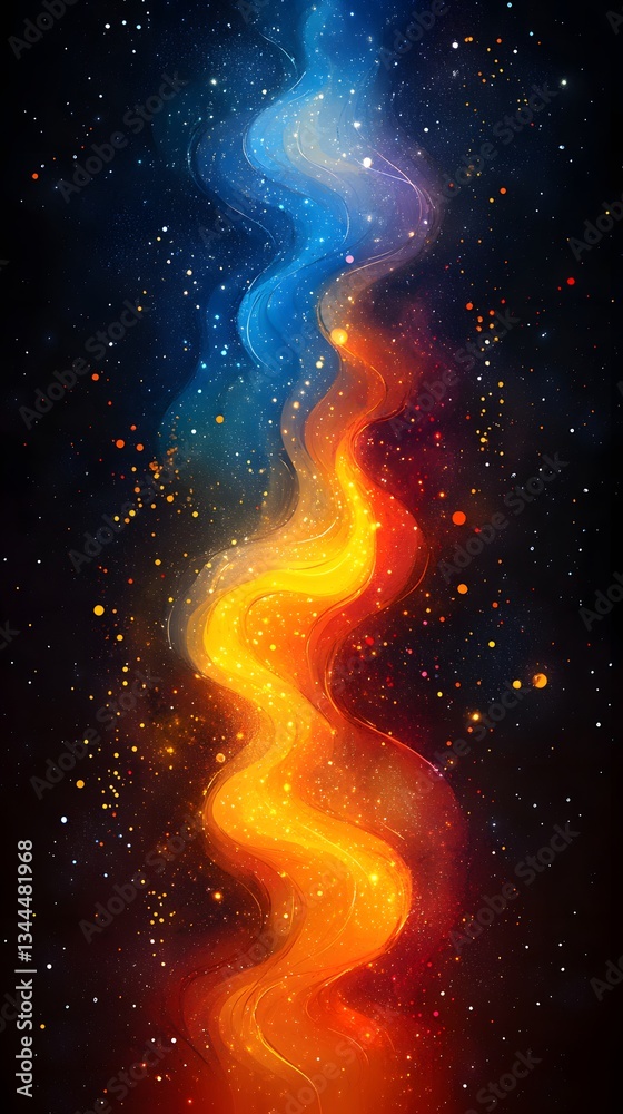 Celestial River: An artistic, abstract depiction of a radiant river of light flowing through a cosmic, star-studded expanse. Celestial River: An artistic, abstract depiction of a radiant river of light flowing through a cosmic, star-studded expanse.