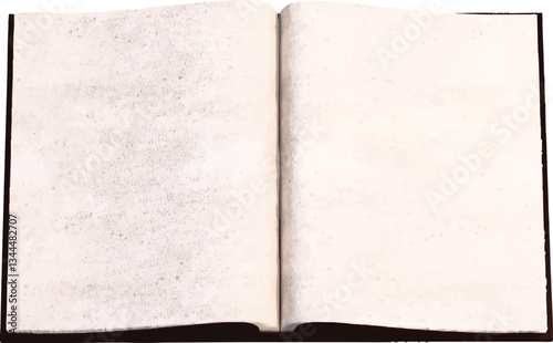 Vintage paper book with open blank pages as vector file created by 3D modeling.