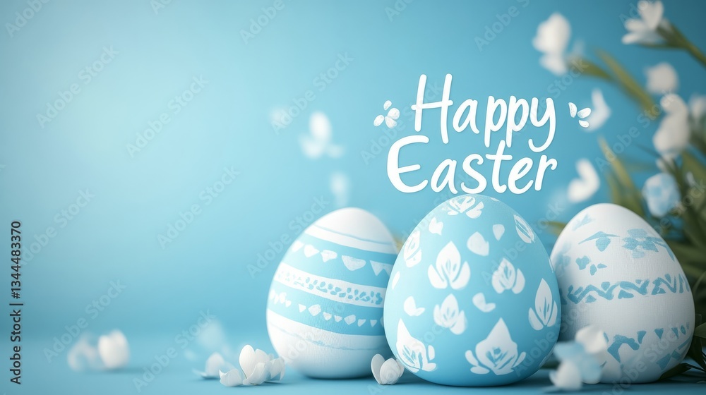 Decorated easter egg with floral patterns and happy easter message celebrating the spring holiday Decorated easter egg with floral patterns and happy easter message celebrating the spring holiday