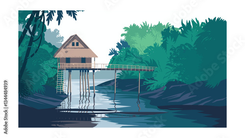 Charming House Concept Vector Illustration