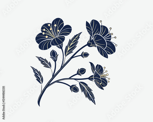 Vector set of flower golden art deco patterns, floral line package labels. Perfume, beauty products, jewelry package, wedding invitations, asian style nature illustrations
