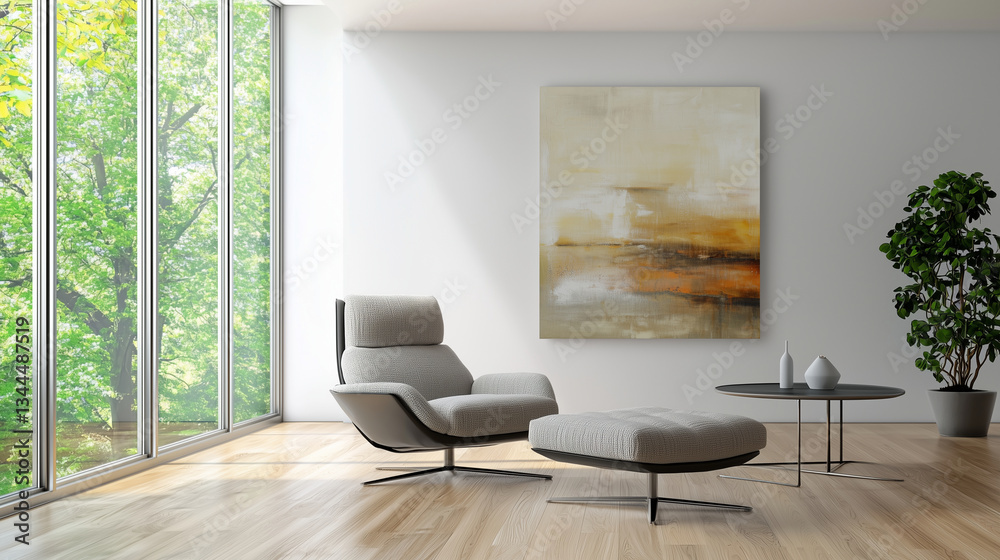 Fototapeta premium Elegant minimalist living space with natural light