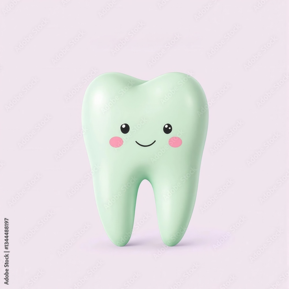 A cartoon tooth is smiling on a white background A cartoon tooth is smiling on a white background