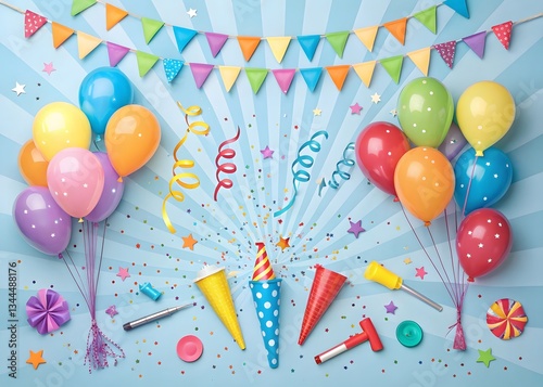 Happy birthday greeting card. Happy birthday party background with text. Happy birthday banner. happy birthday calligraphy hand lettering.