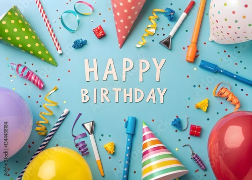 Happy birthday greeting card. Happy birthday party background with text. Happy birthday banner. happy birthday calligraphy hand lettering.