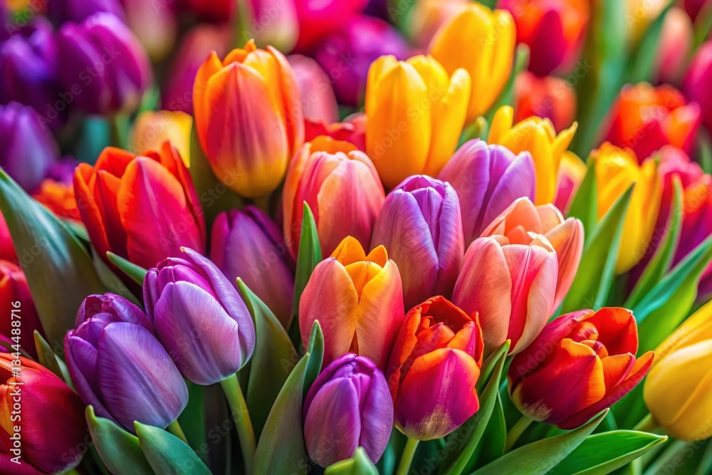 Fototapeta premium Vibrant Tulip Bouquet Colorful Spring Flower Arrangement Display