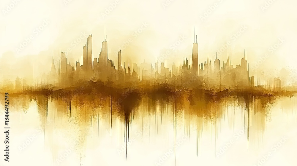 Fototapeta premium Golden Hour City Skyline Reflection