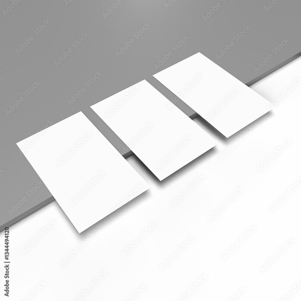 Business card mockup, template, copy space concept with three blank white name card, for mock up, front view layout.