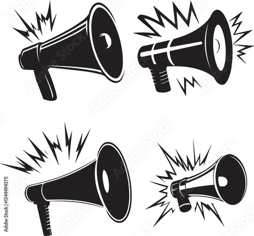 Megaphone with Sound Waves silhouette vector