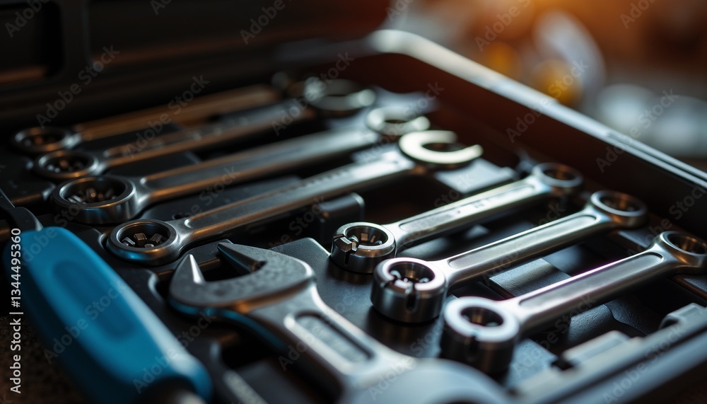 Macro shot of mechanic's toolbox with neatly arranged tools, natural light showcasing variety and details
Macro shot of mechanic's toolbox with neatly arranged tools, natural light showcasing variety and details