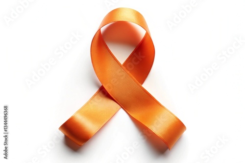orange ribbon symbolizes awareness of kidney cancer, leukemia generative ai